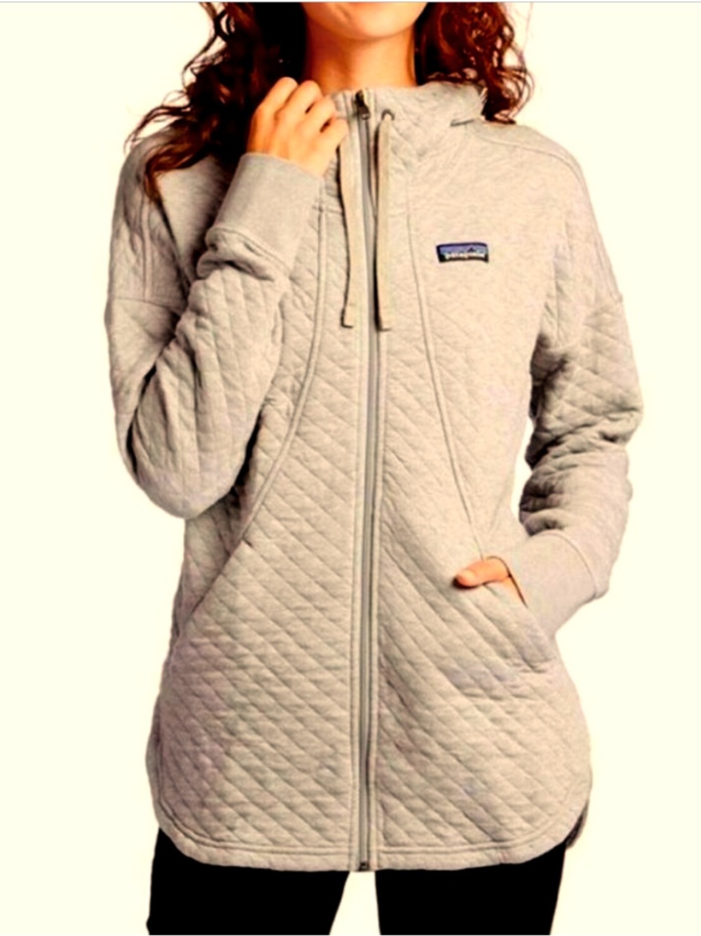 PATAGONIA Women's Cotton Quilt Hoodie Hethered Beige